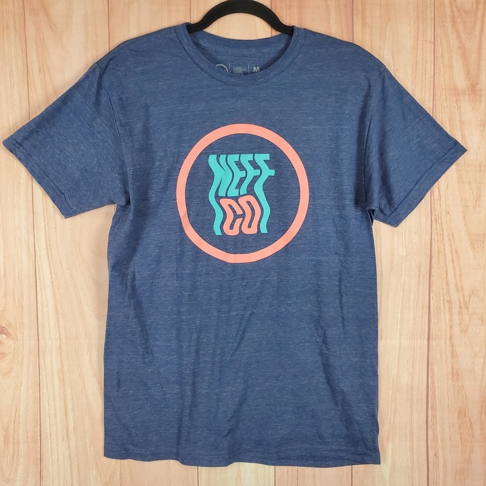 Neff T Shirt Mens M Navy Blue Cotton Graphic Logo Circle Across Perfect Fit